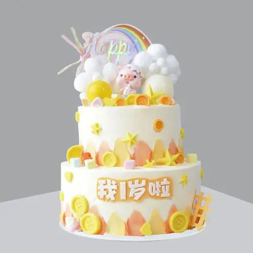 塑胶仿真生日蛋糕模型2021新款双层儿童卡通定制仿真水果