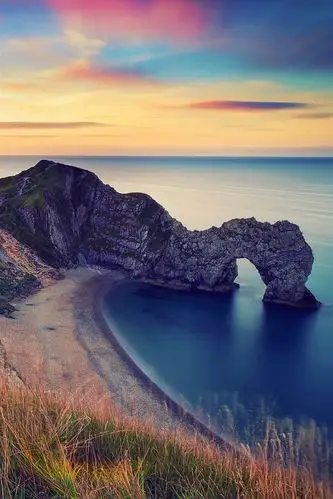 英格兰,早晨的风景,大海,岩石拱