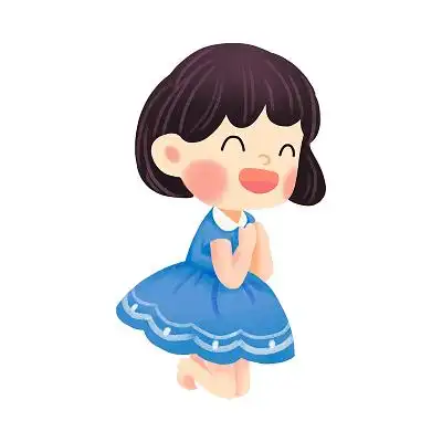 彩色手绘卡通可爱小女孩可爱小人元素png素材