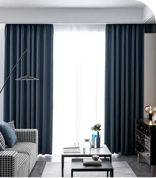 韩式粉色窗帘遮光卧室少女加厚北欧简约温馨浪漫女孩房间ins风布 深海