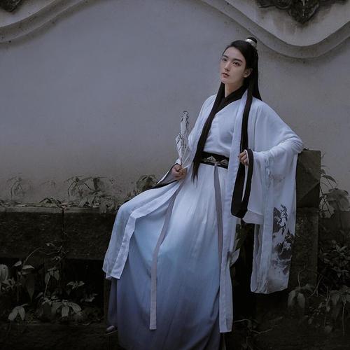 夏季汉服男生魏晋风超仙交领齐腰印花套装中国风侠客书生古装班服