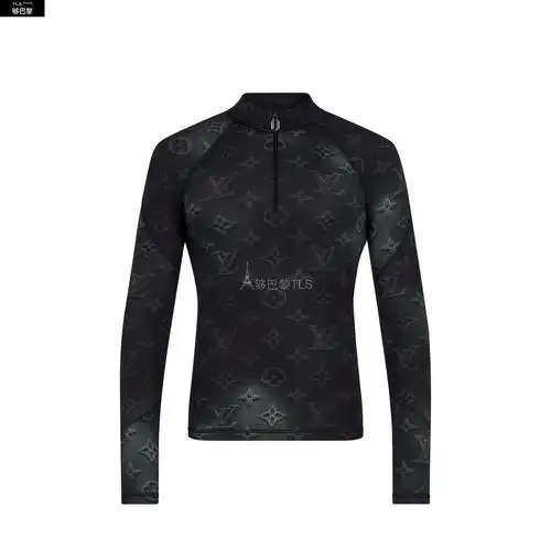 【包邮包税】 lv路易威登 21年春夏 男士 长袖t恤 科技印花半拉链长袖