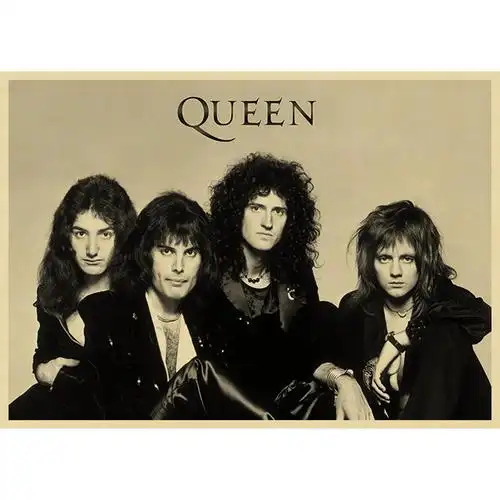 皇后乐队海报 queen 牛皮纸复古装饰画 摇滚音乐 怀旧 欧美人物画
