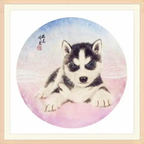 萌系之一《哈士奇》_纸本水墨_国画_宝甄网