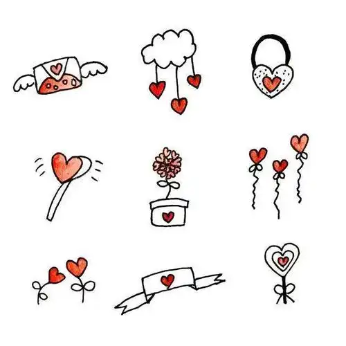 每日一画各种爱心简单画法超级实用的素材