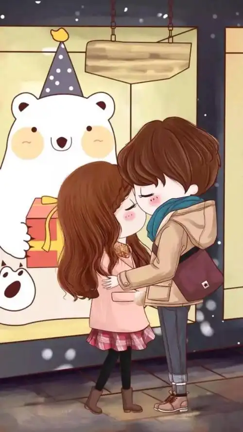 一左一右可爱情侣插画