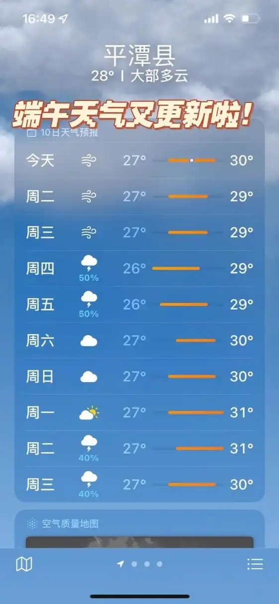 看我!  今日天气预报大部多云7815!