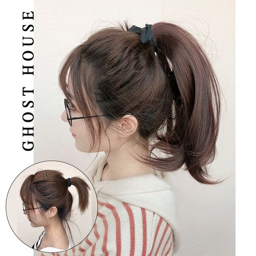 马尾假发柚子ベ鬼鬼家゛短超短绑带微卷网红马尾