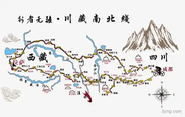 川藏骑行南北线路图设计
