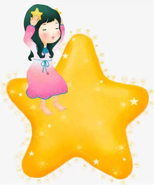 坐在星星上的小女孩动漫人物
