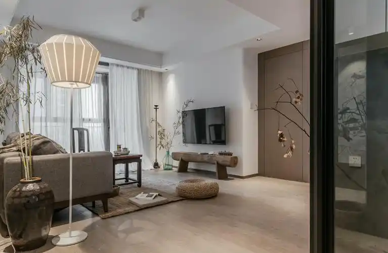 112㎡中式禅意风客厅装修效果图