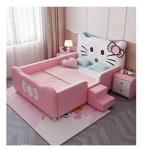 别墅城堡公主床 儿童床女孩公主kitty猫床梦幻城堡带护栏滑滑梯1.