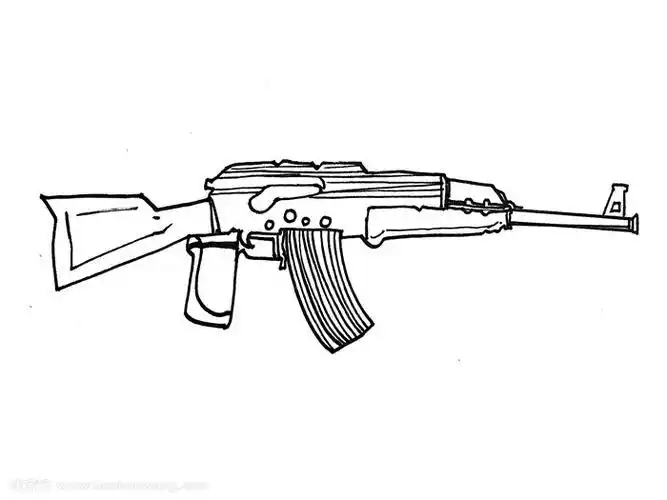 5其余的空白处都填充行橙色这样akm突击步枪简笔画就完成了.
