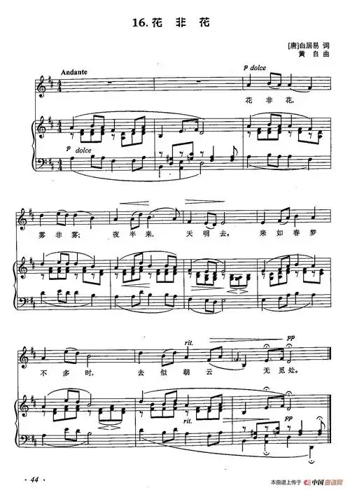 丁小琴编16花非花正谱