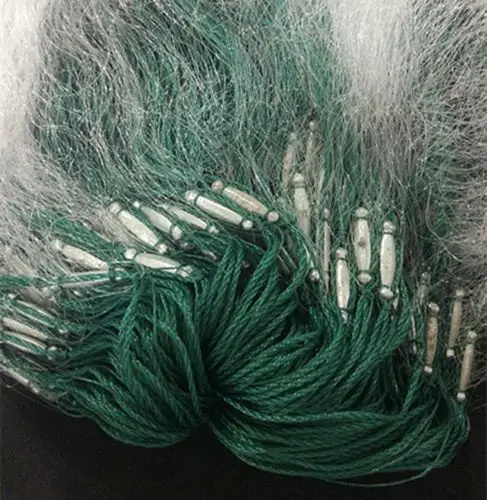 捕鱼网丝网粘网沉网5米6米10米高流水鱼尾坠加重粗大鱼挂三层渔网