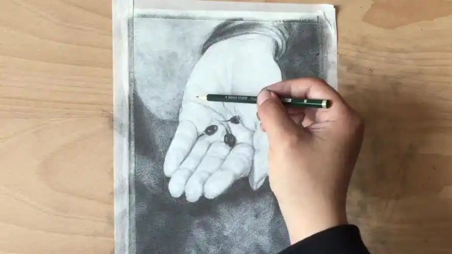 素描掌心的蝌蚪——怎么在掌心画一汪水 素描技法_哔哩哔哩 (゜-゜)つ