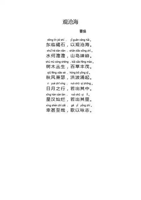 东临碣石,以观沧海. shuǐ hé dàn dàn,shān dǎ sǒng zhì.