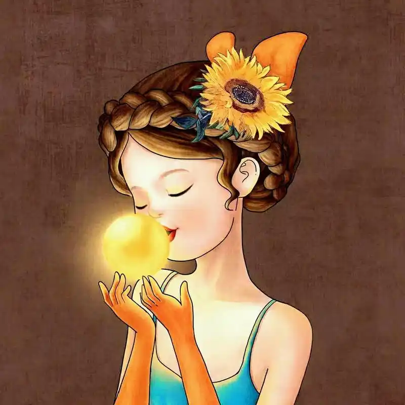 手绘头像吹泡泡糖的小女孩 相信我,我们可以更快乐,童真只是一种态度.