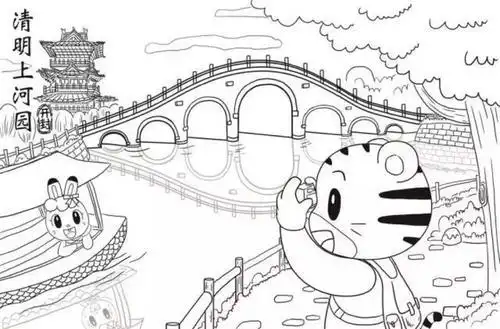 清明上河园水傀儡简笔画 简笔画图片大全-蒲城教育文学网