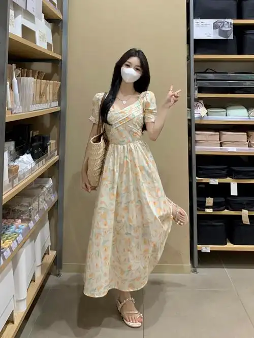 大码女装2024胖妹妹夏装新款设计感显瘦仙女长裙甜美碎花裙连衣裙