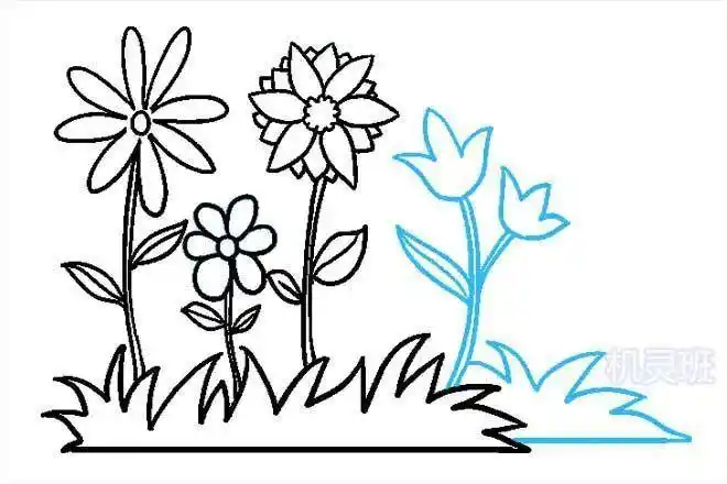 花朵简笔画春天的大树和房子涂色简笔画大全春天来了春天小花园简笔画
