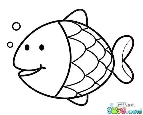 一只可爱的小鱼海洋动物简笔画作品