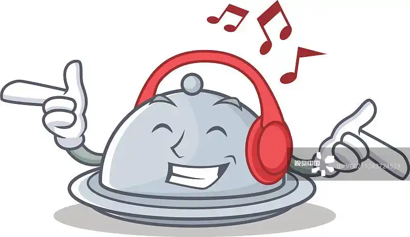 听音乐托盘人物卡通风格