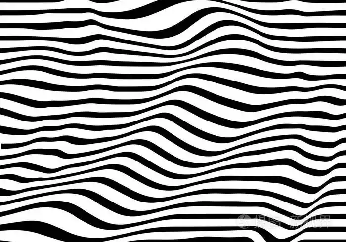 黑白条纹光学抽象设计.矢量背景.曲线线