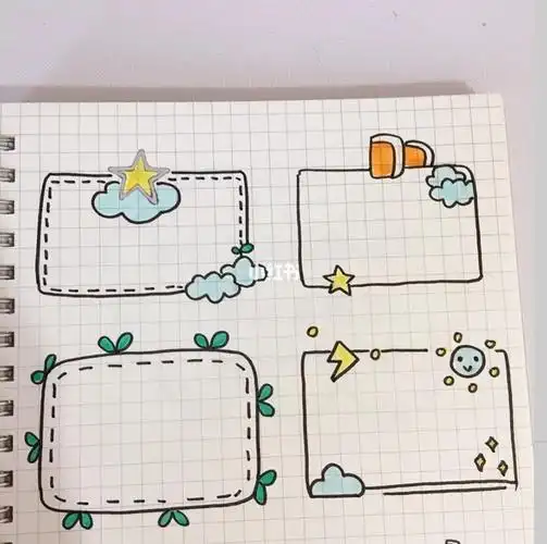 可爱的手账边框|简笔画|绿色系手帐边框手帐简笔画手账简笔画教程兴趣