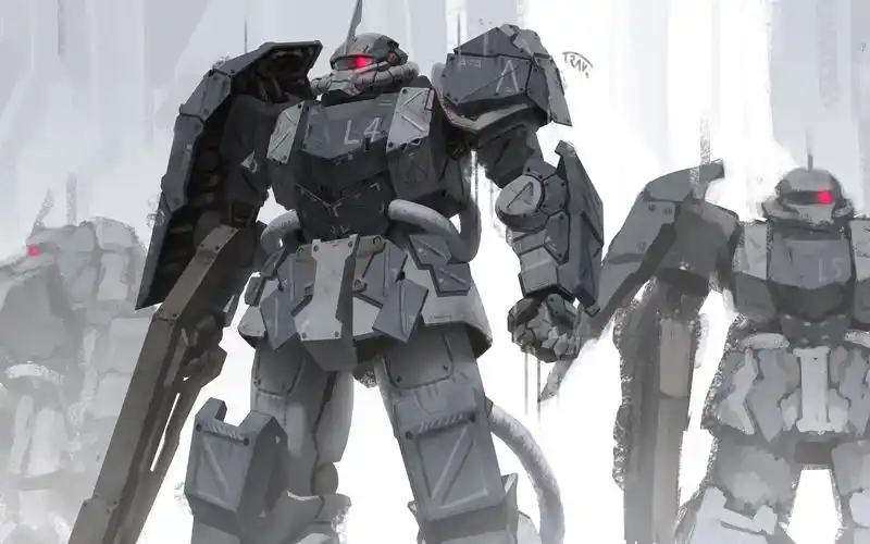 厚涂杂兵帅过主角机系列魔改重甲队长扎古photoshop厚涂过程要图看