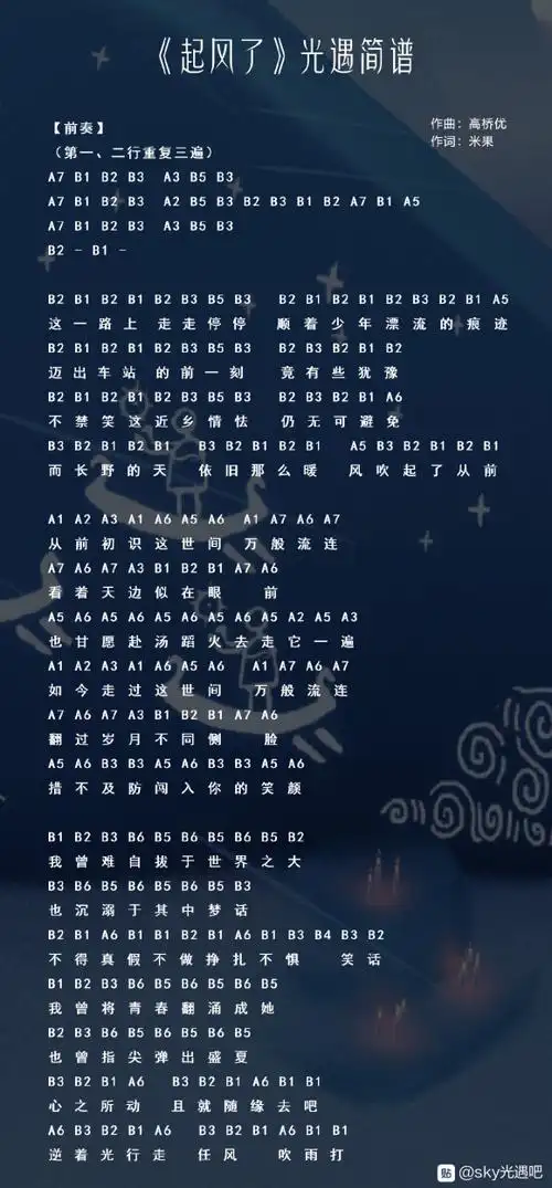 起风了琴谱永远同在琴谱summer琴谱secret base琴谱光遇