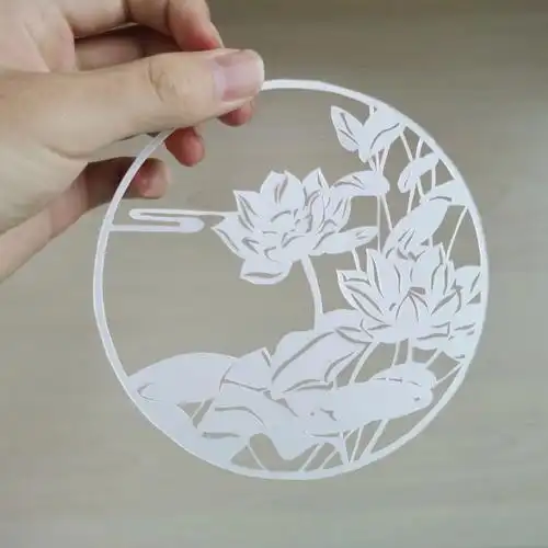 平面纸雕荷花图纸