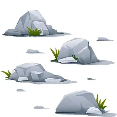 灰色卡通石头石块png素材元素
