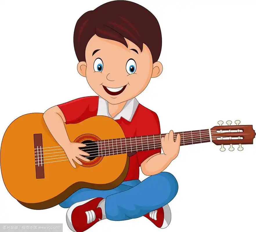 卡通男孩弹吉他