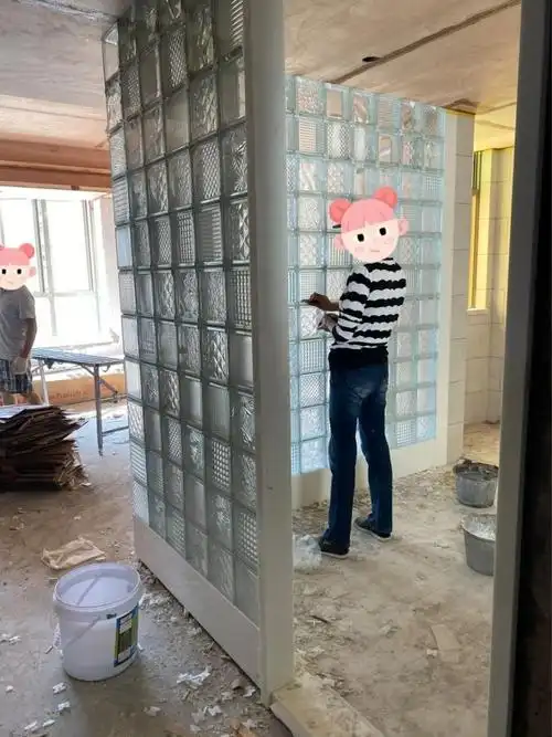 玻璃砖隔墙工厂方形透光不透明空心隔断幕墙不运费同款 平行190*190*8