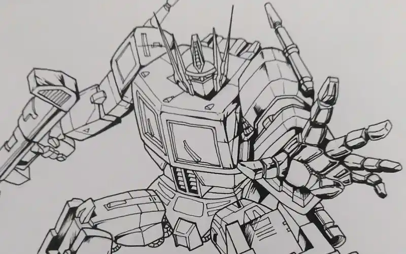 画动漫011---变形金刚---03针管笔描边---擎天柱_哔哩哔哩 (゜-゜)つ