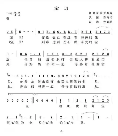【宝贝简谱】[印尼] 宝贝简谱
