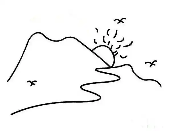 卡通小山丘简笔画手绘线稿卡通小山丘小树童装图案