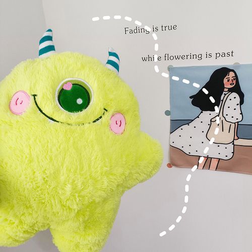 绿毛怪卡通长毛绒玩具抱枕少女心单眼怪兽怪物高克面料