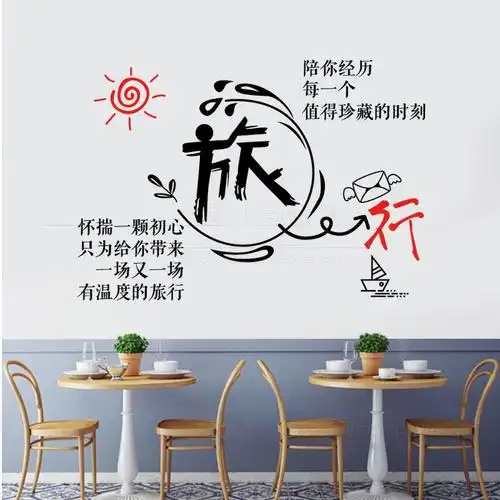 创意创意旅行旅行社橱窗广告文字布置贴纸旅游公司店铺墙贴