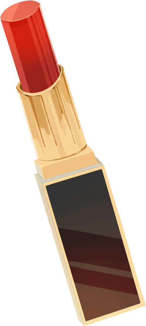 购物红色黄色黑色化妆品插画口红手绘彩色唇膏