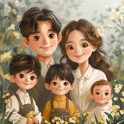 亲子头像 | 一家五口全家福,三个儿子_成长_笑容_无尽