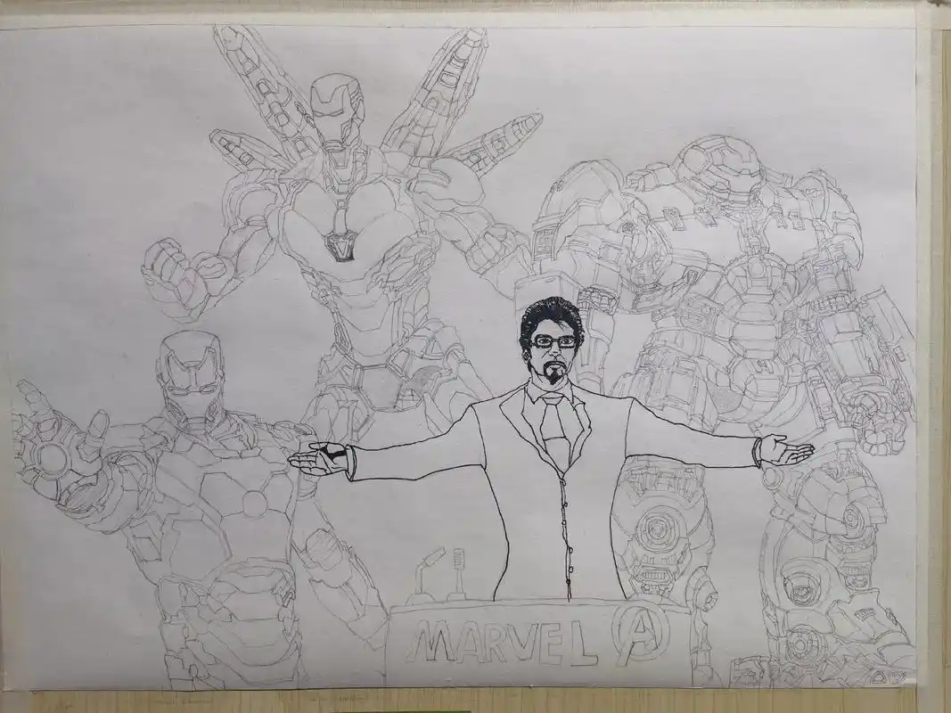 画画 #钢铁侠 #手绘 @抖加热门 @抖音小助手  #艺术 - 抖音