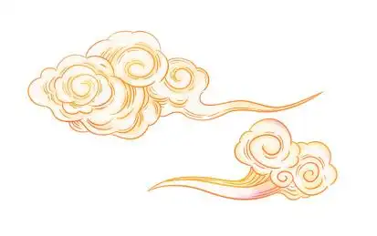 中国风的手绘云纹图案插画