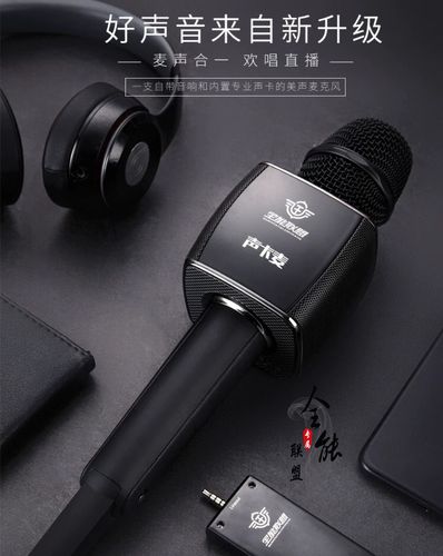 权盟声卡麦克风话筒音响一体无线蓝牙手机唱歌麦克风