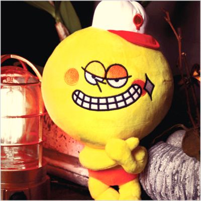 韩国代购进口heopop开心/休闲/呲牙表情黄色娃娃公仔毛绒玩具玩偶