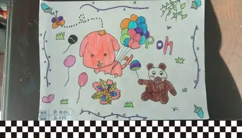 二年级靳晓帆的造型画——《花手帕》