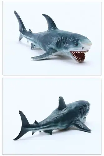 recur鲨鱼玩具儿童早教认知仿真海洋生物模型塑胶软胶大白鲨动物男孩