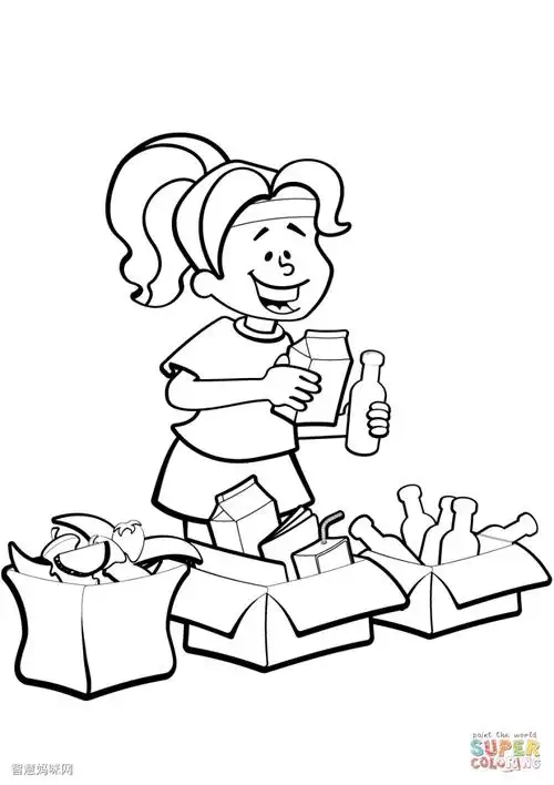 女人在整理垃圾简笔画图片