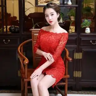 蕾丝改良旗袍连衣裙名媛小香风刺绣旗袍少女气质淑女端庄大气夏季